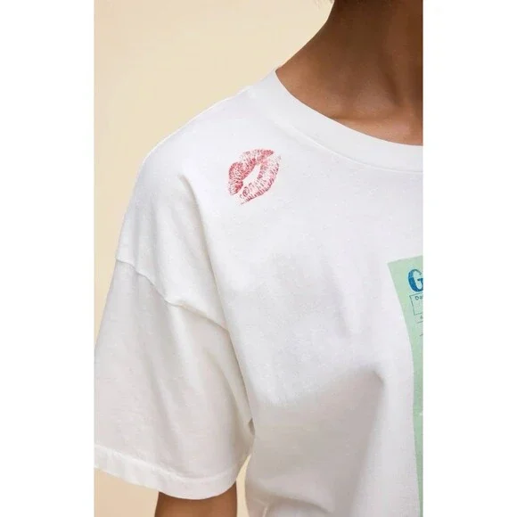 Daydreamer Guest Check Tee Short Sleeve White Shirt Oversized Sz M NWT - Picture 2 of 9